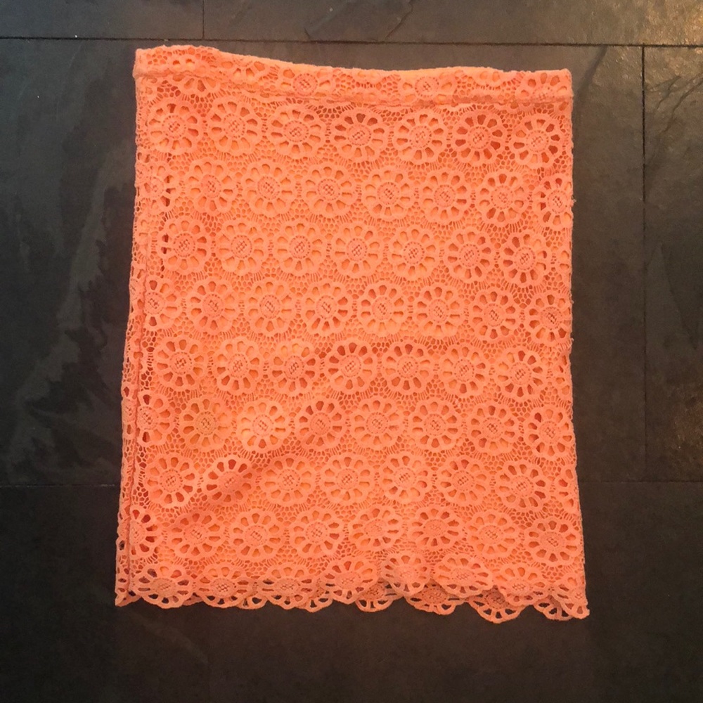 Apricot lace pencil skirt